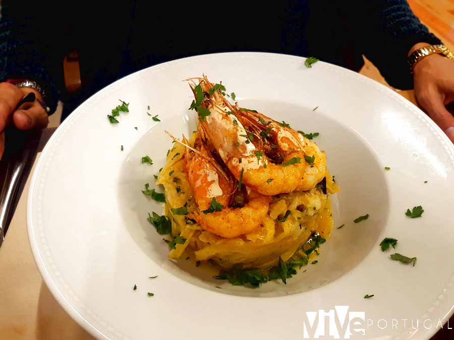 Bacalao a brás del restaurante Entre Portas de Pinhel