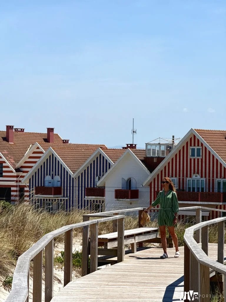 Vista de Costa Nova desde las pasarelas de la playa